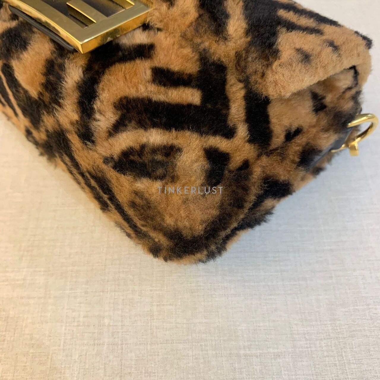 Fendi Mini Baguette FF Brown Black GHW Satchel