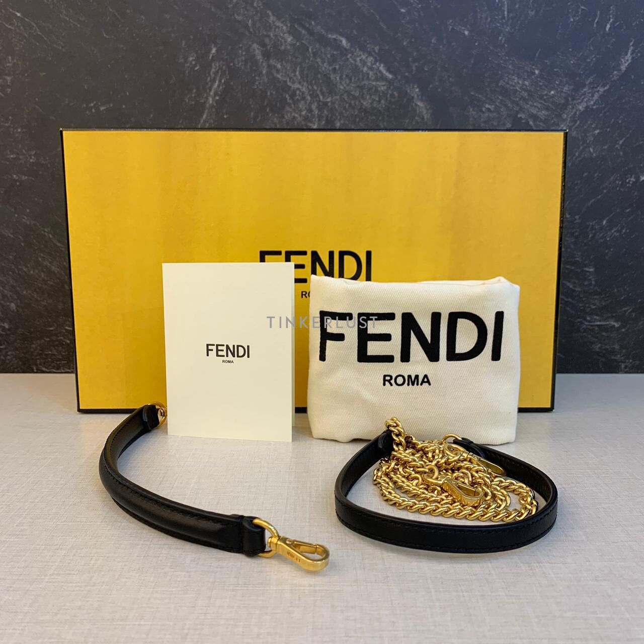 Fendi Mini Baguette FF Brown Black GHW Satchel