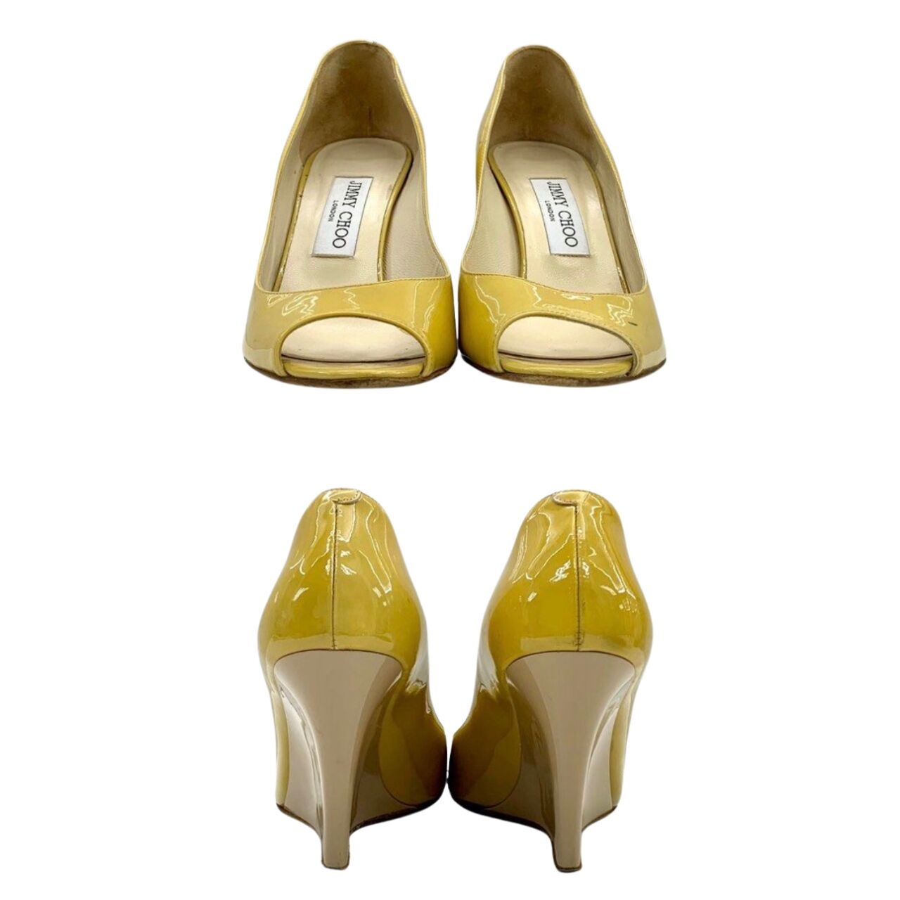 Jimmy Choo Yellow Patent Leather Open-toe Wedges