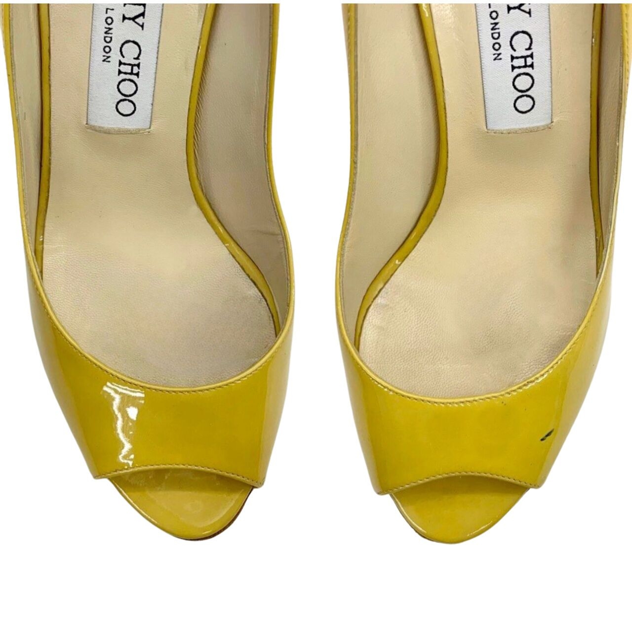 Jimmy Choo Yellow Patent Leather Open-toe Wedges