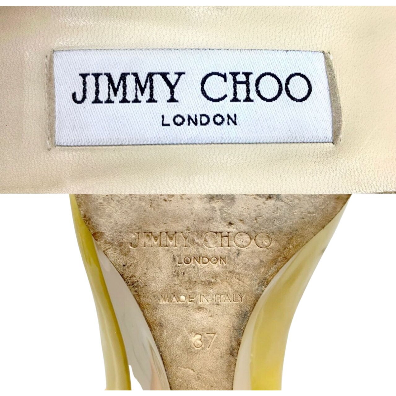 Jimmy Choo Yellow Patent Leather Open-toe Wedges