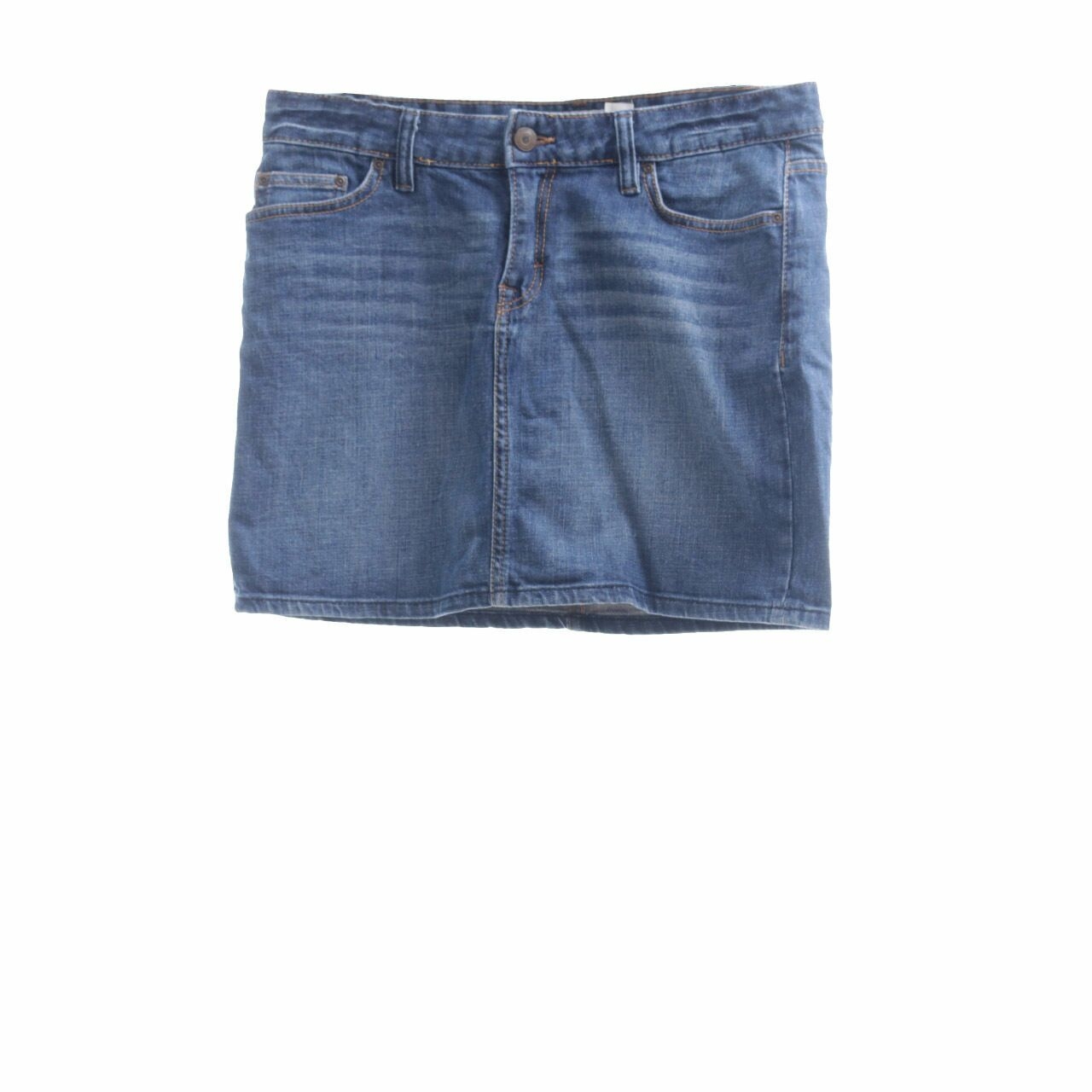 H&M Dark Blue Denim Washed Mini Skirt