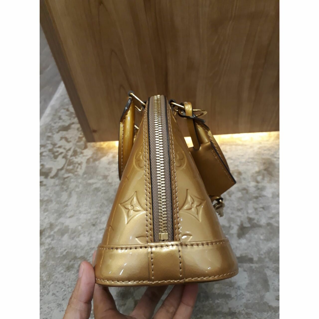 Louis Vuitton BB Alma Vernis Gold 2015 Satchel