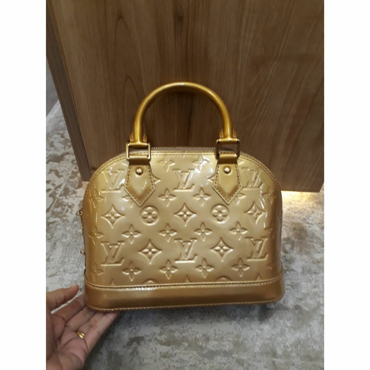 Louis Vuitton BB Alma Vernis Gold 2015 Satchel