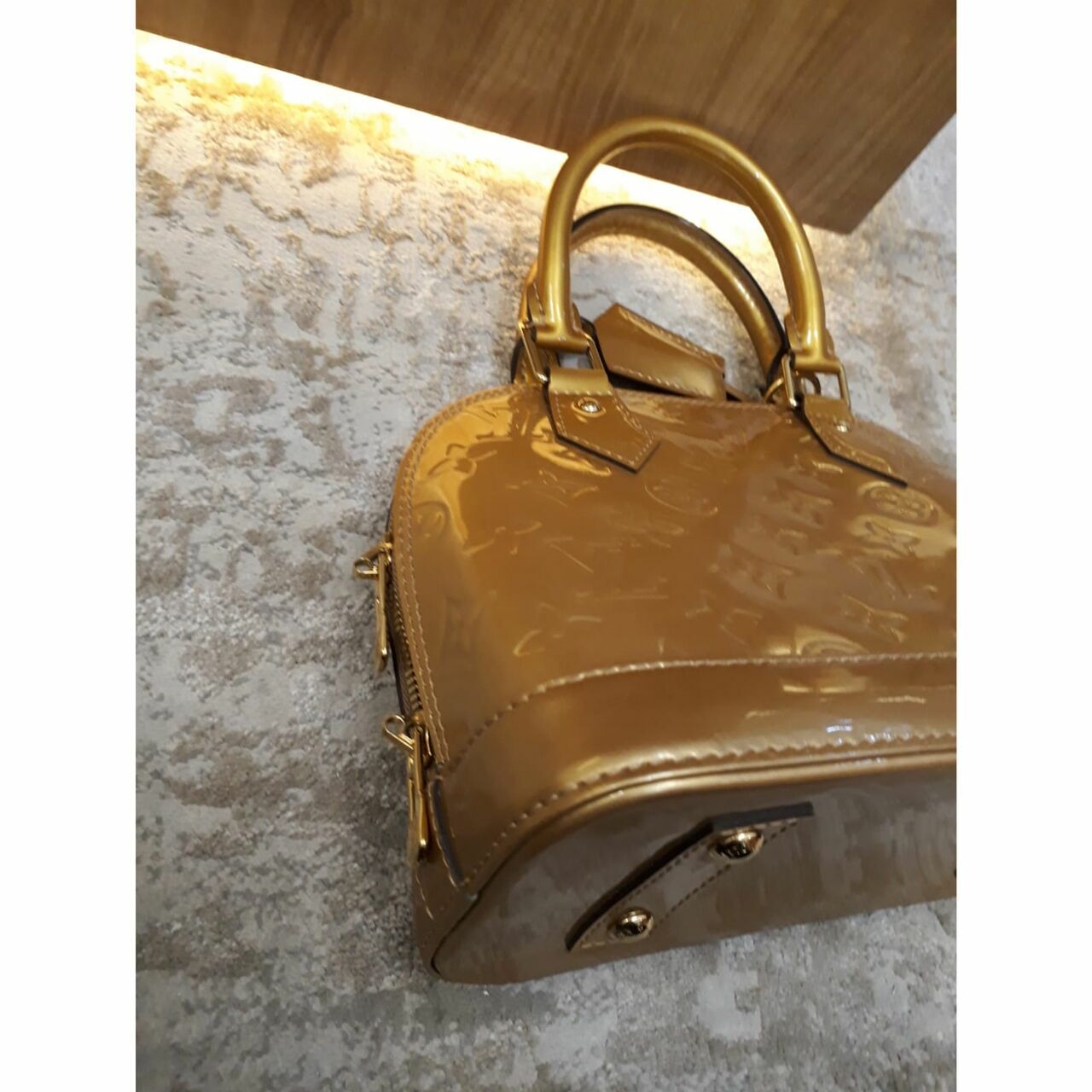 Louis Vuitton BB Alma Vernis Gold 2015 Satchel