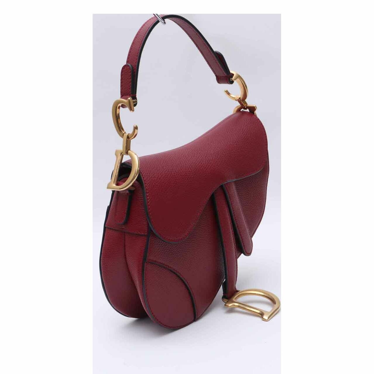 Christian Dior Saddle Red Wine Grained Handbag