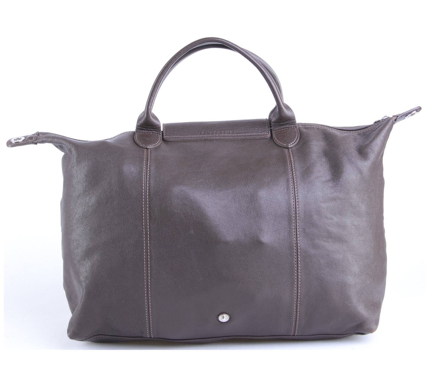 Longchamp Dark Brown Le Pliage Leather Tote Satchel