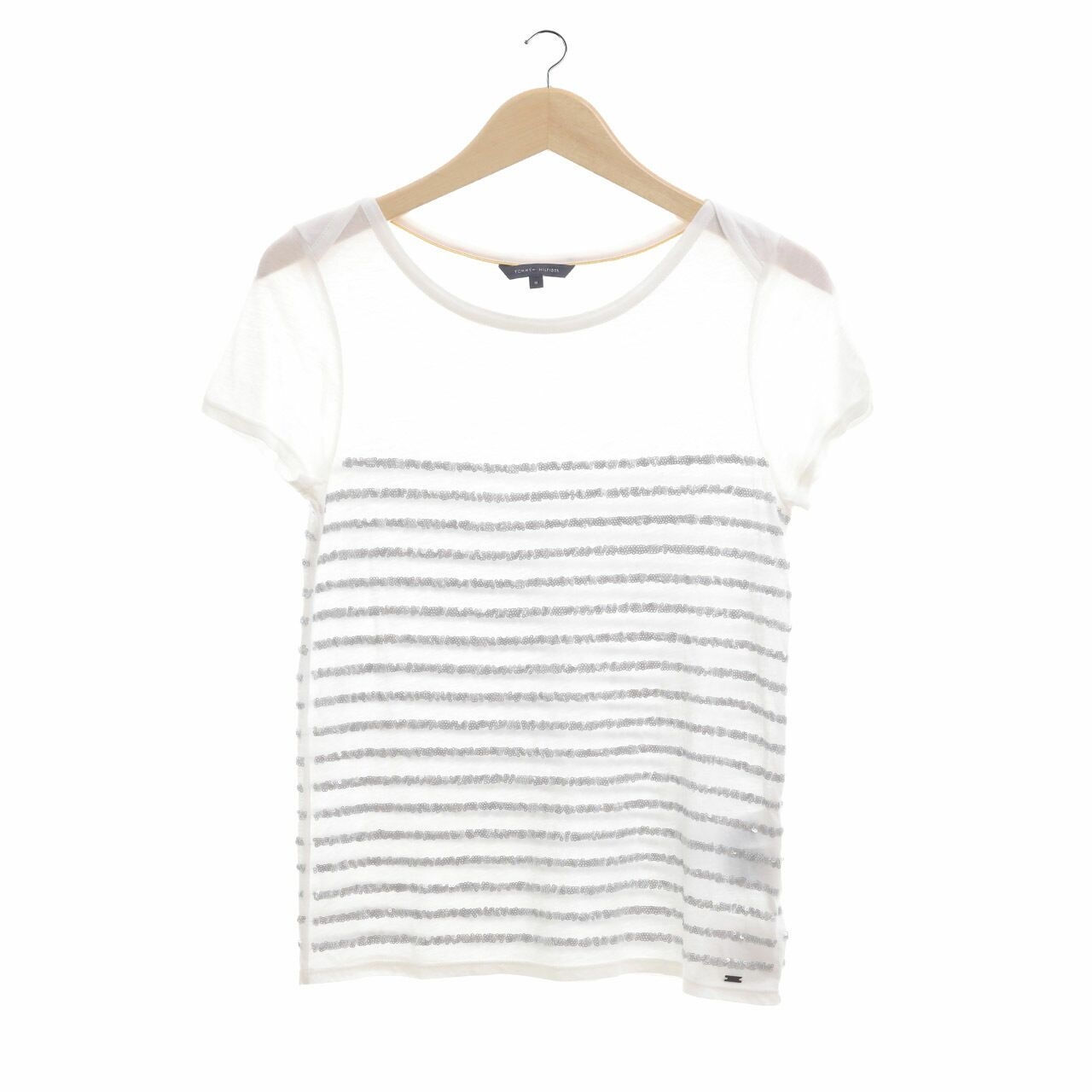 Tommy Hilfiger White & Silver T-Shirt