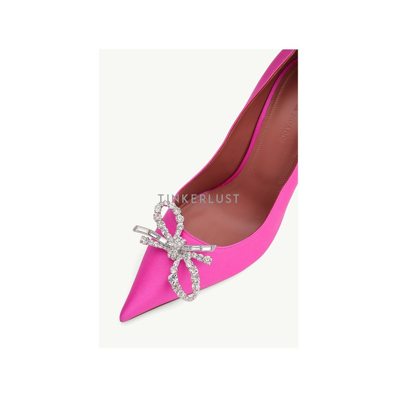 Amina Muaddi Rosie Pumps 95mm Cyclamen Satin Crystal Bow Heels