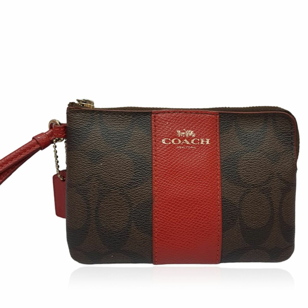 Coach Signature Small Wrislet Brown & Red 