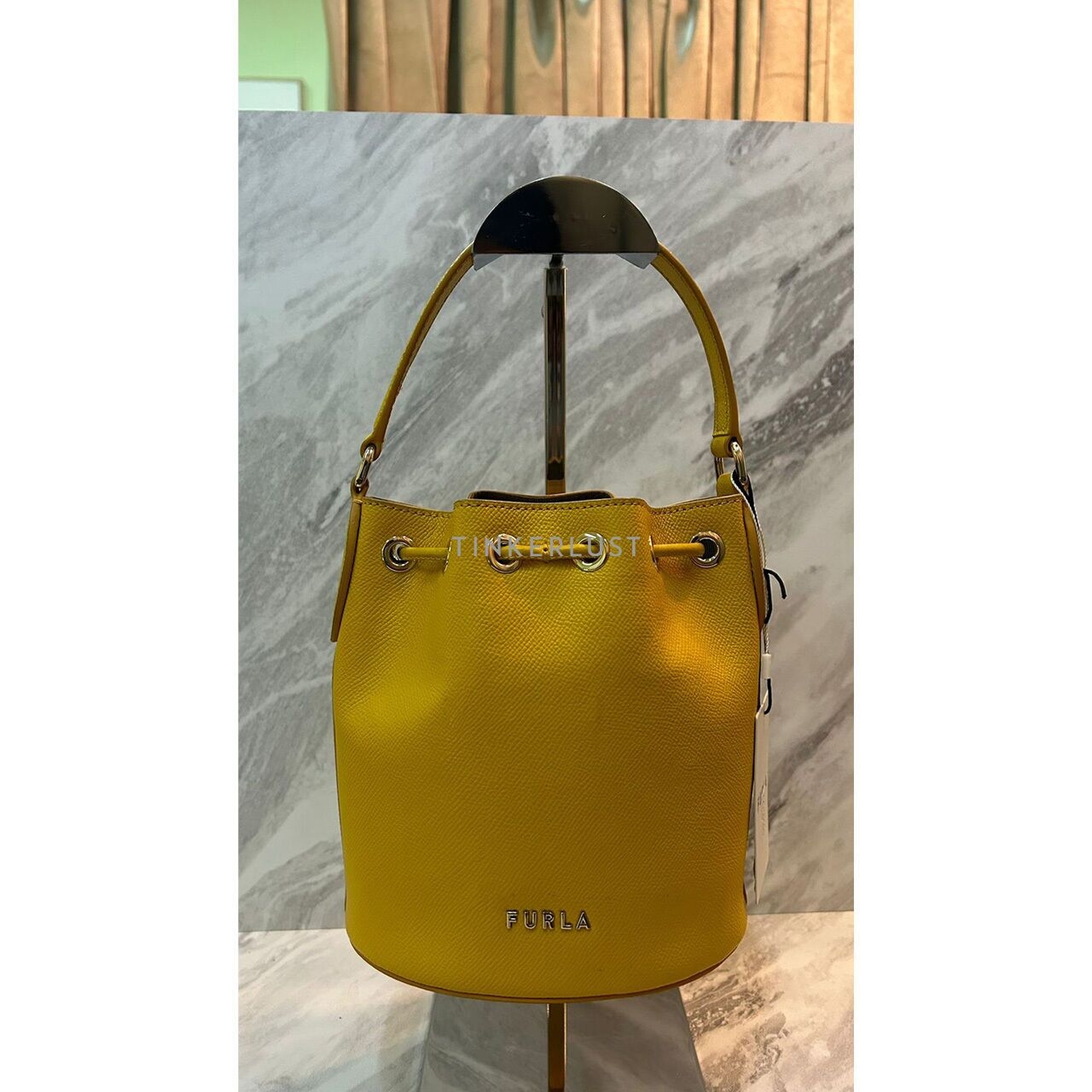 Furla Clio Drawstring Polline Leather Satchel Bag