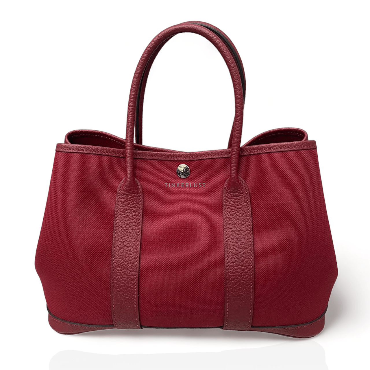 Hermes Garden Party 30 Canvas Red PHW #X 2016