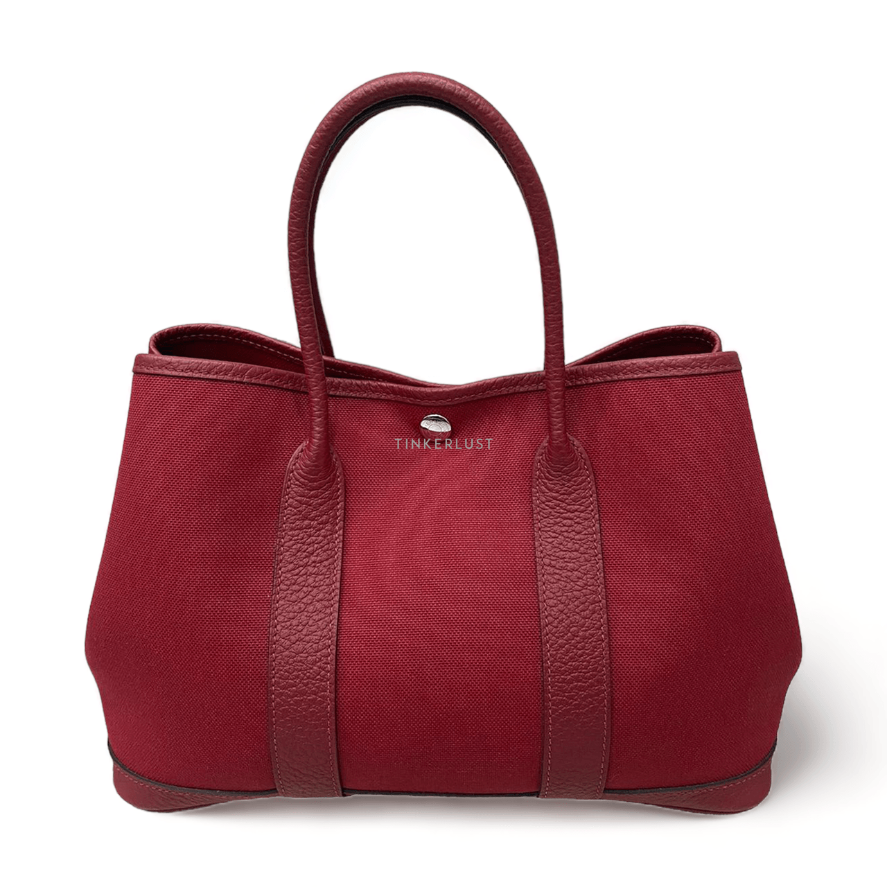 Hermes Garden Party 30 Canvas Red PHW #X 2016