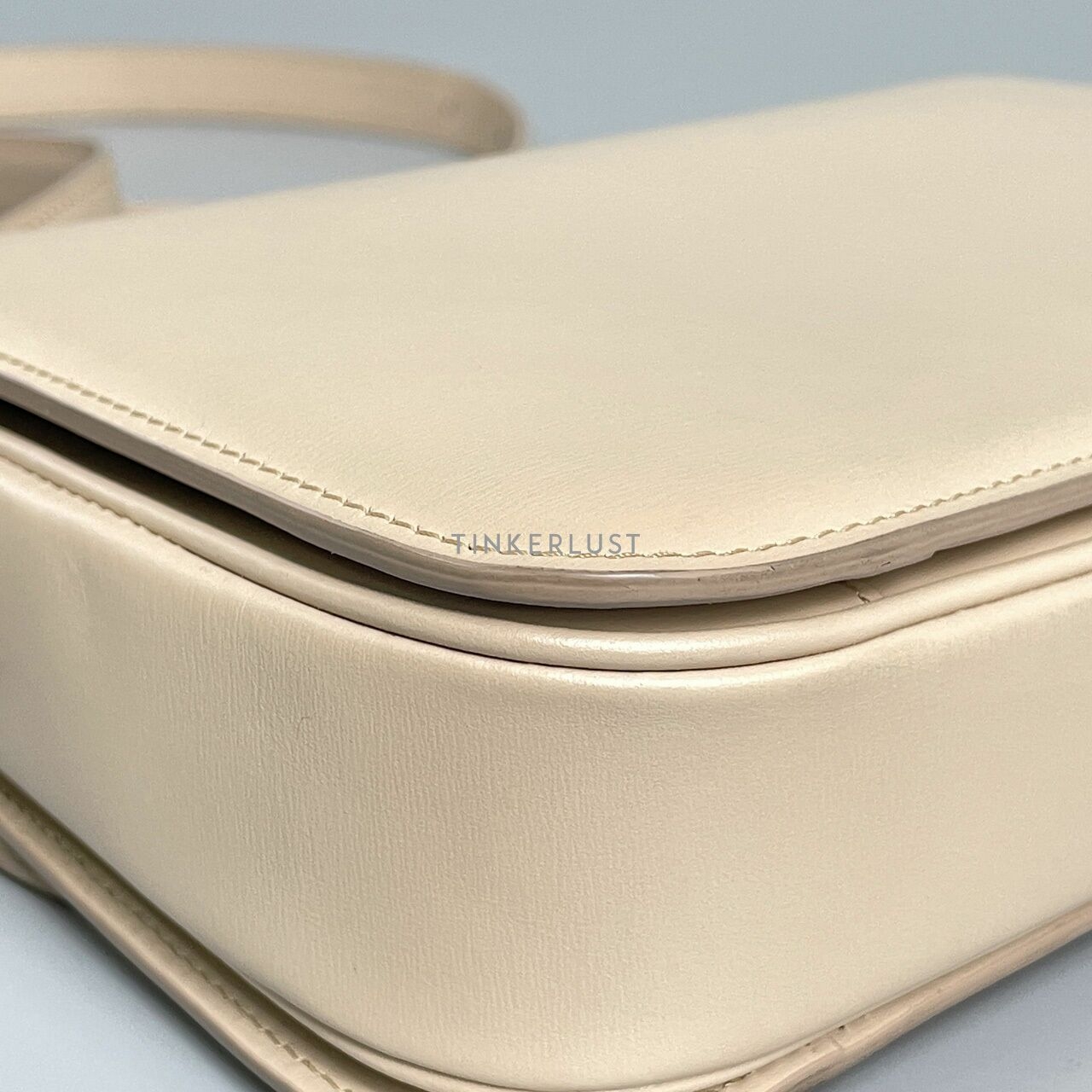 Celine Beige Smooth Leather Triomphe Medium Shoulder Bag