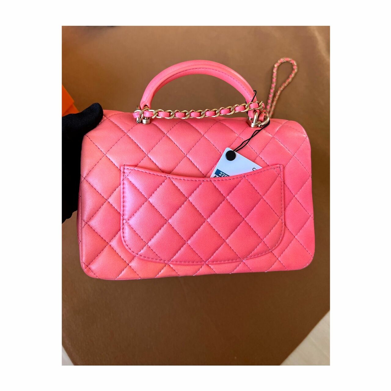 Chanel Mini Rectangle Top Handle Pink Ombre GHW chip 2022 Sathel Bag