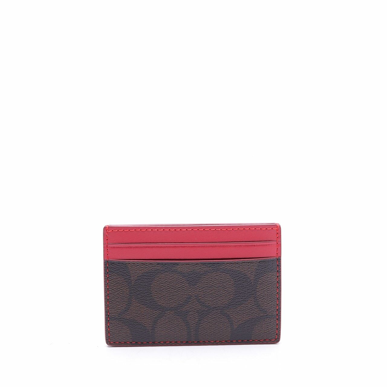 Coach Dark Brown & Red Signature Card Case