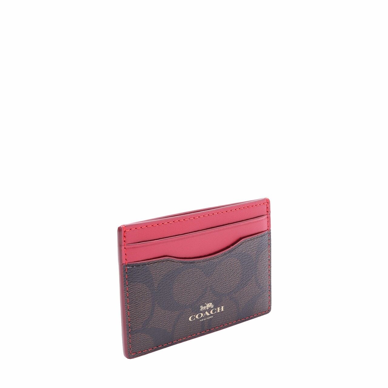 Coach Dark Brown & Red Signature Card Case