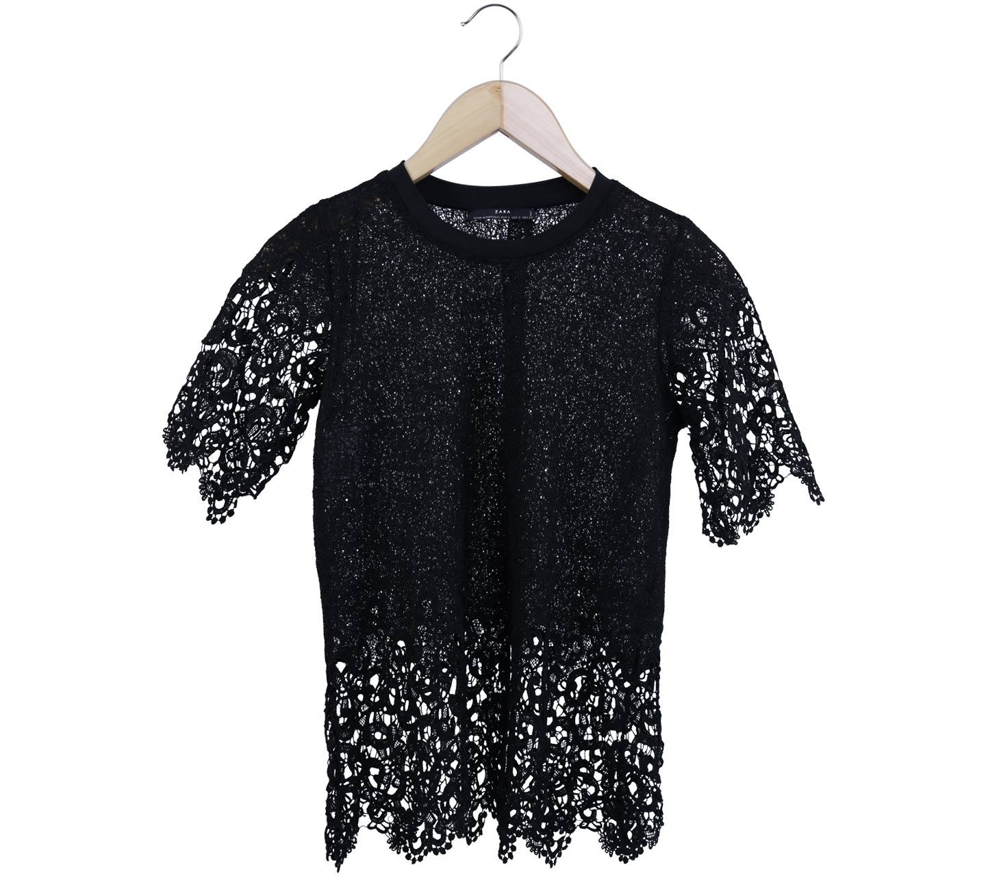 Zara Black See Through lace Blouse