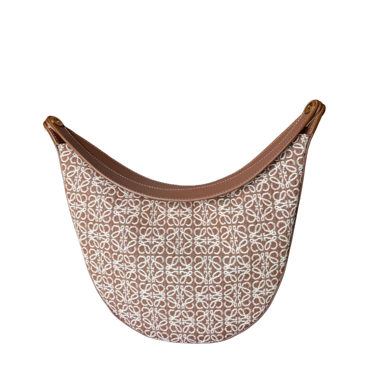 Loewe Classic Luna Hobo Bag In Tan/pecan Anagram Jacquard X Calfskin Shoulder Bag