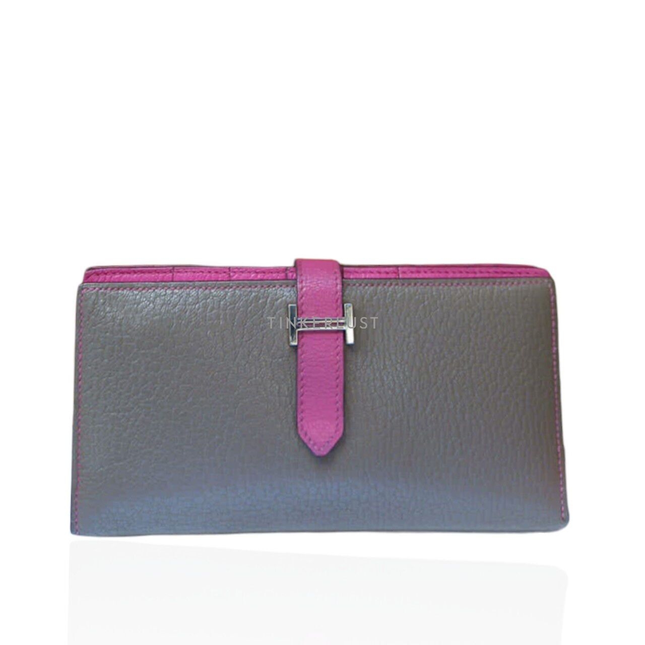 Hermes Bearn Pink Grey #O Square PHW Wallet