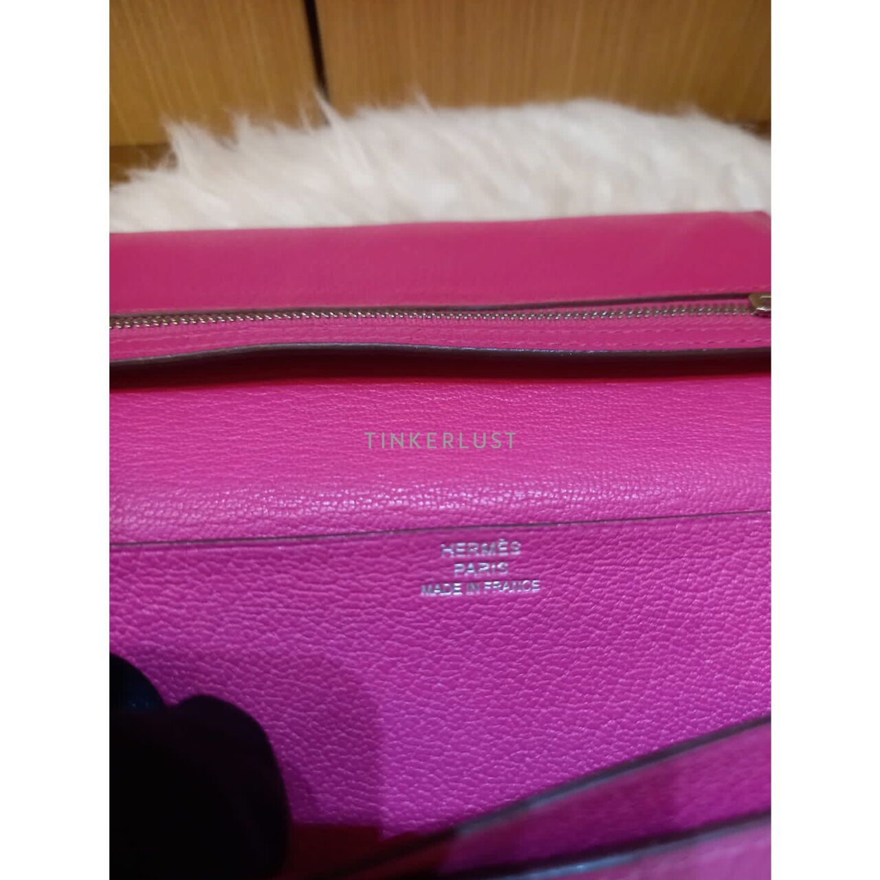 Hermes Bearn Pink Grey #O Square PHW Wallet