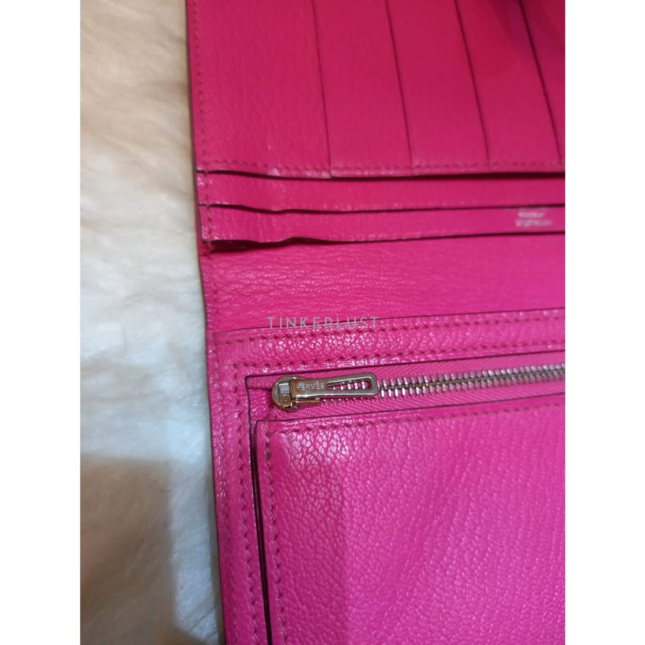 Hermes Bearn Pink Grey #O Square PHW Wallet