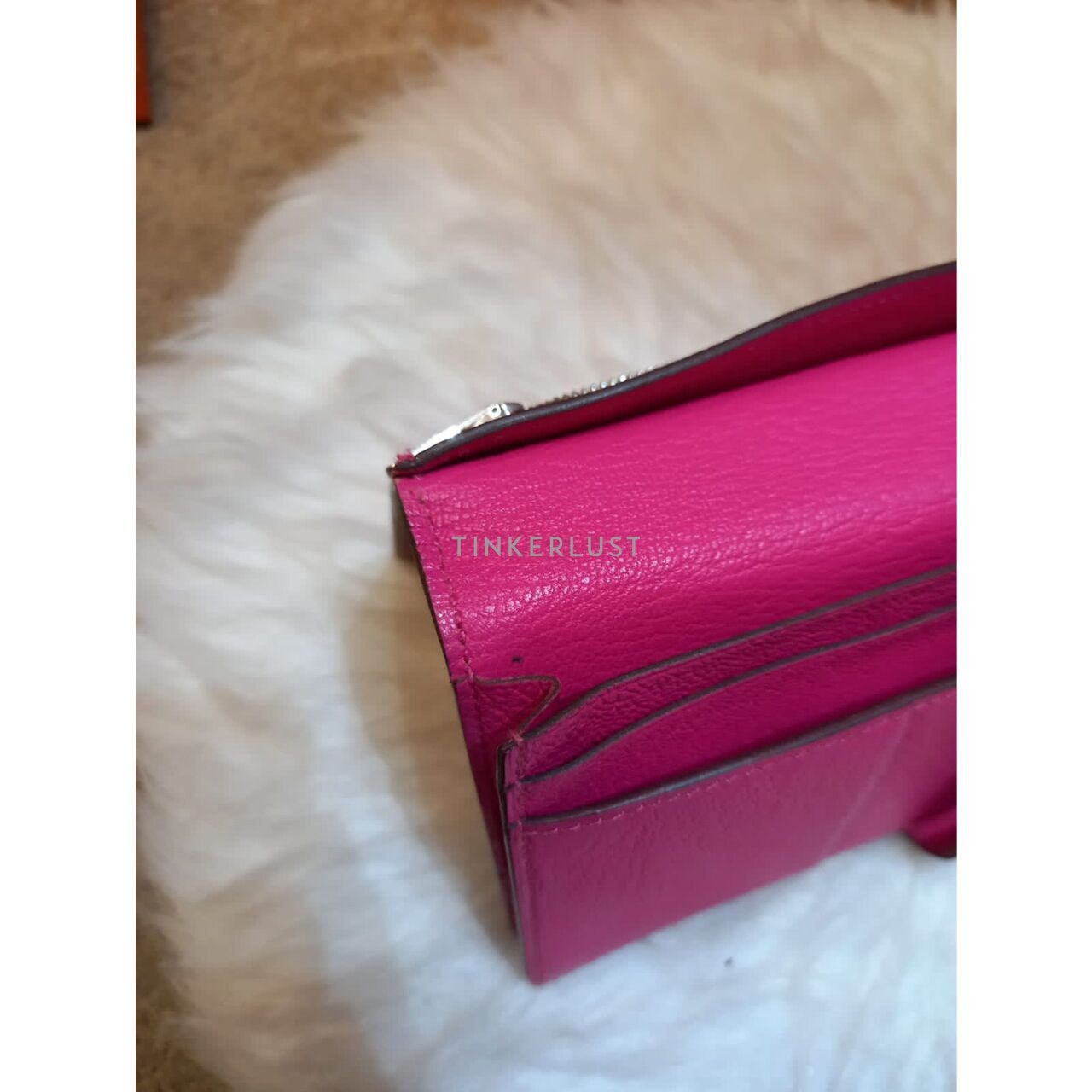 Hermes Bearn Pink Grey #O Square PHW Wallet