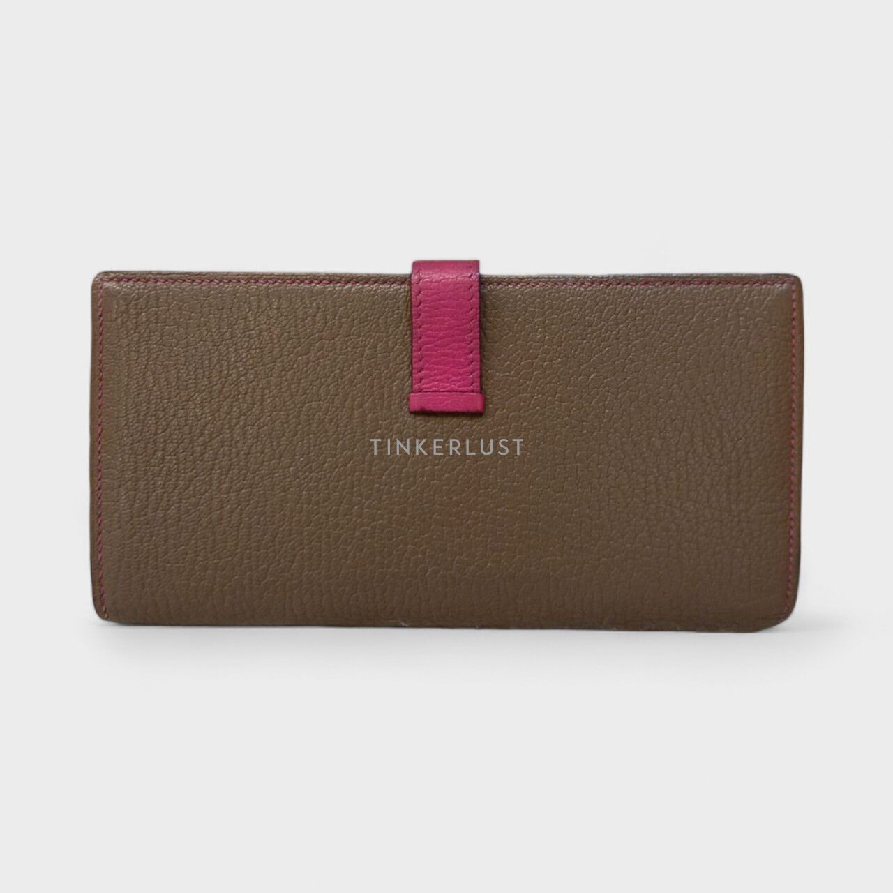 Hermes Bearn Pink Grey #O Square PHW Wallet