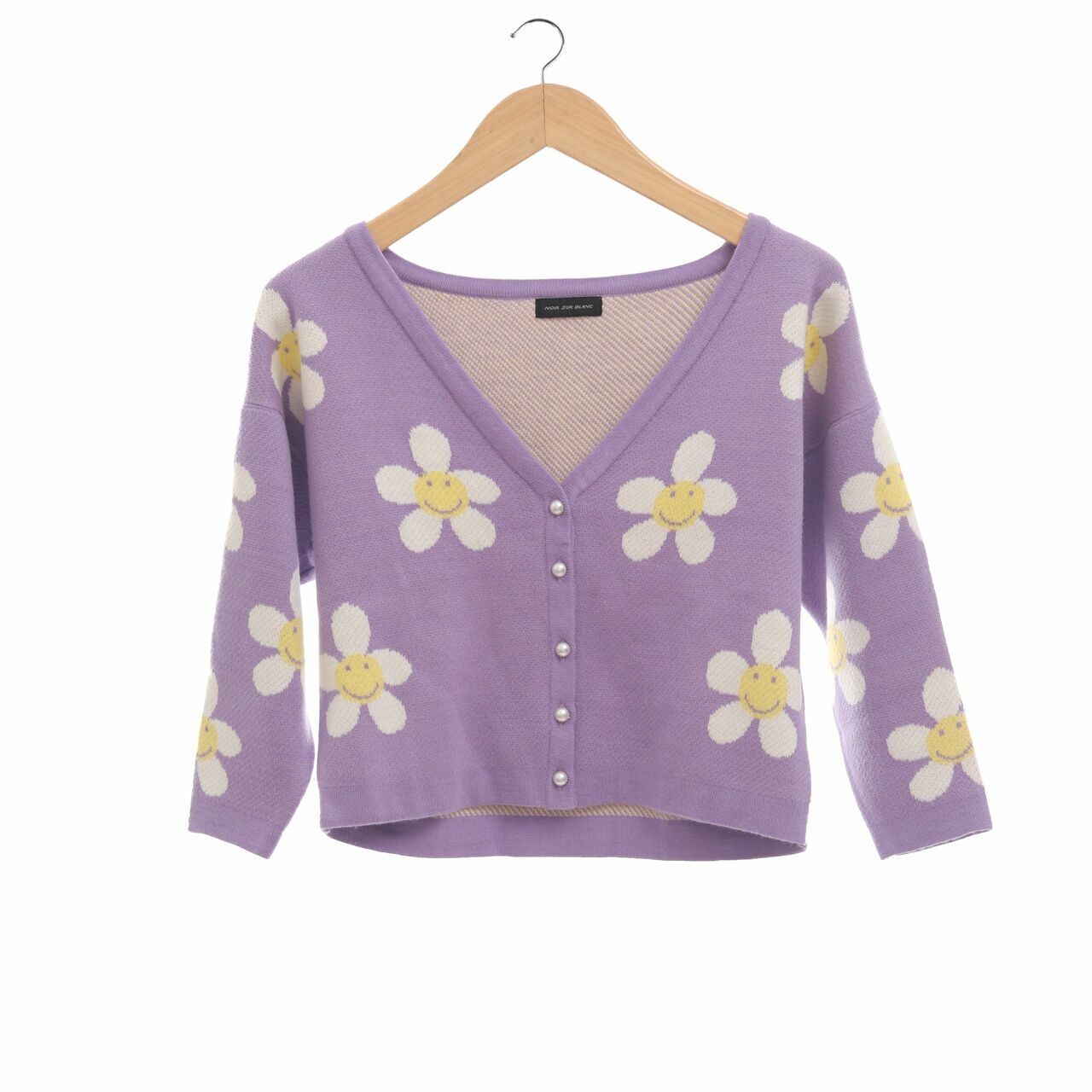 Noir Sur Blanc Lilac Floral Knit Cardigan