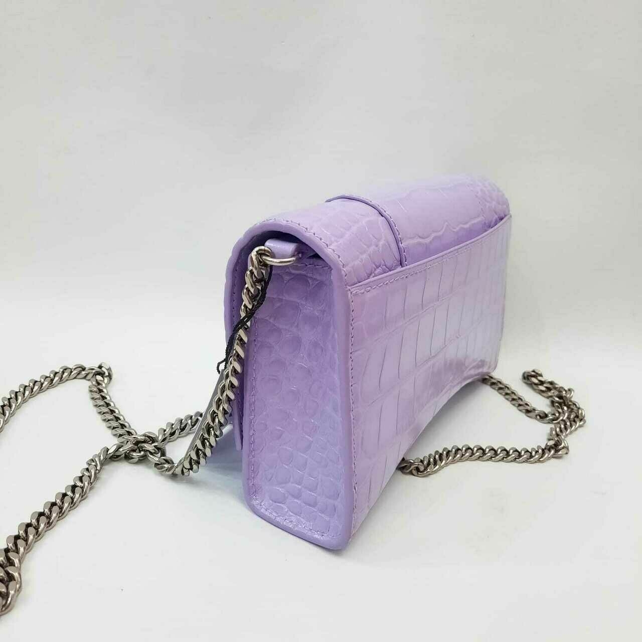 Balenciaga Hourglass WOC Croco Embossed Soft Lilac SHW Sling Bag