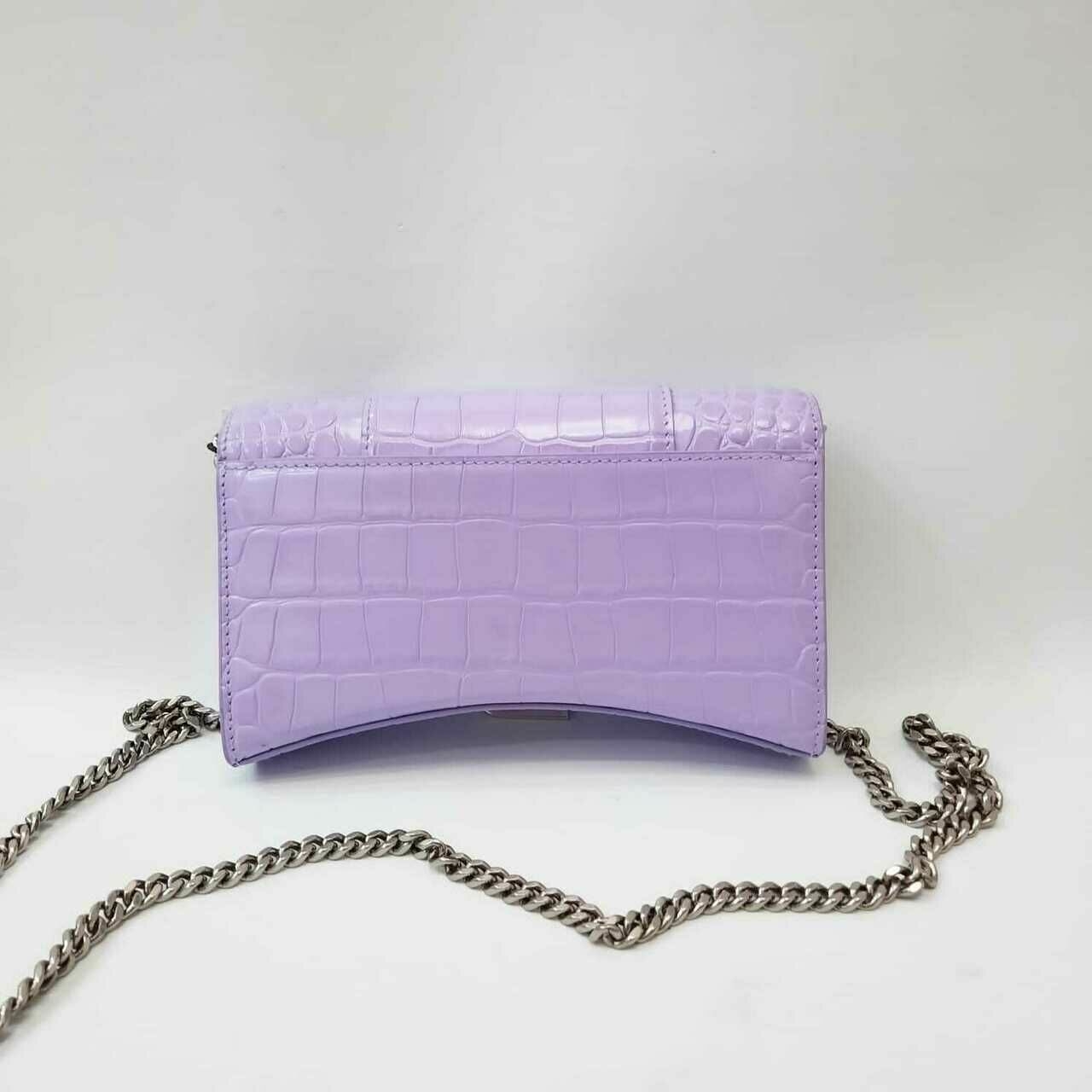 Balenciaga Hourglass WOC Croco Embossed Soft Lilac SHW Sling Bag