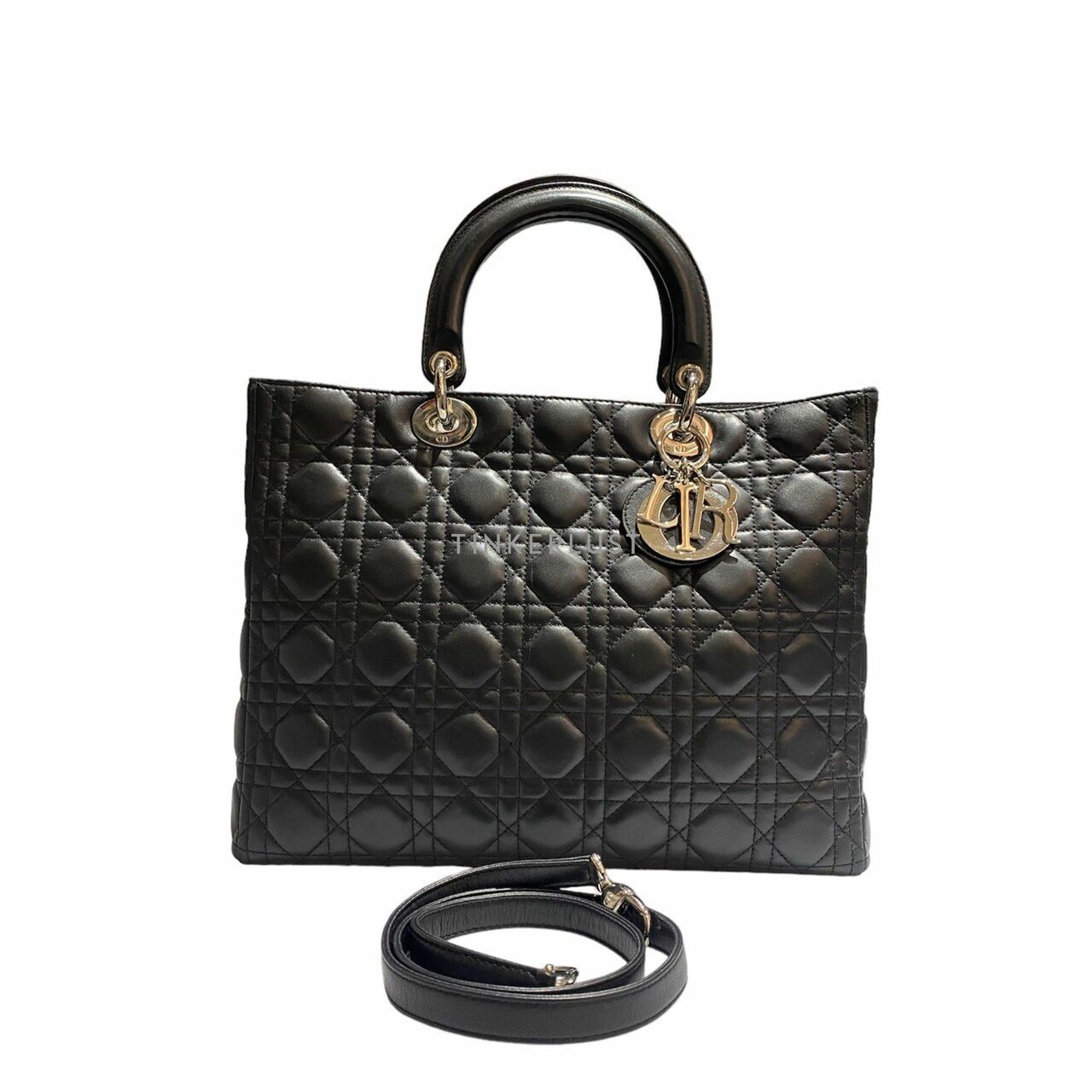 Christian Dior Lady Dior Large in Black Lambskin Satchel