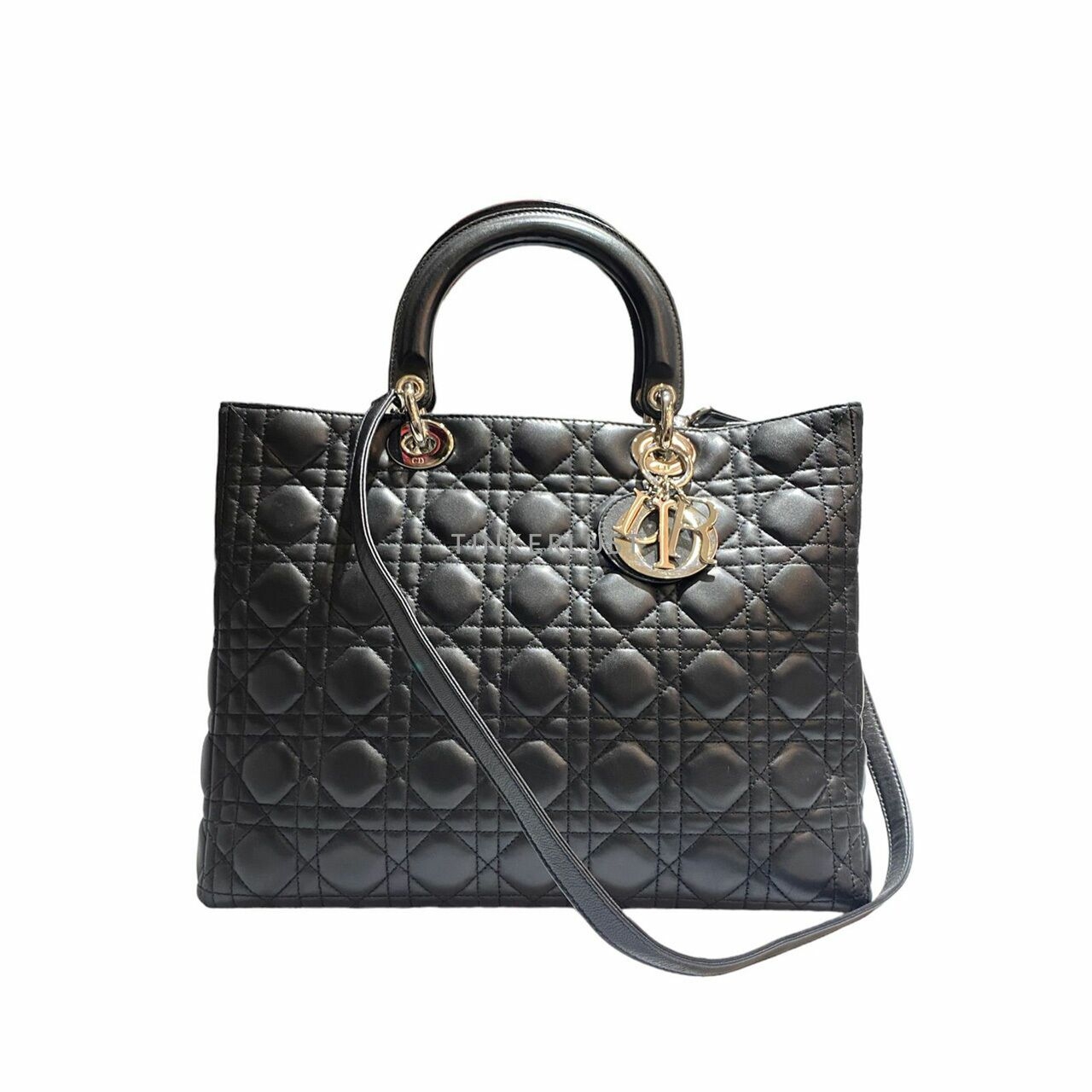 Christian Dior Lady Dior Large in Black Lambskin Satchel