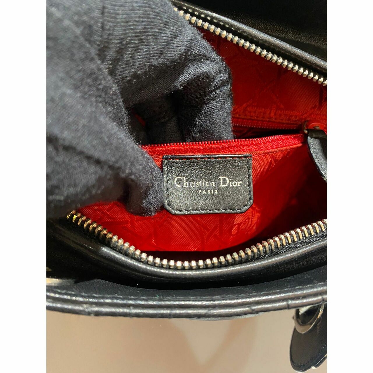 Christian Dior Lady Dior Large in Black Lambskin Satchel