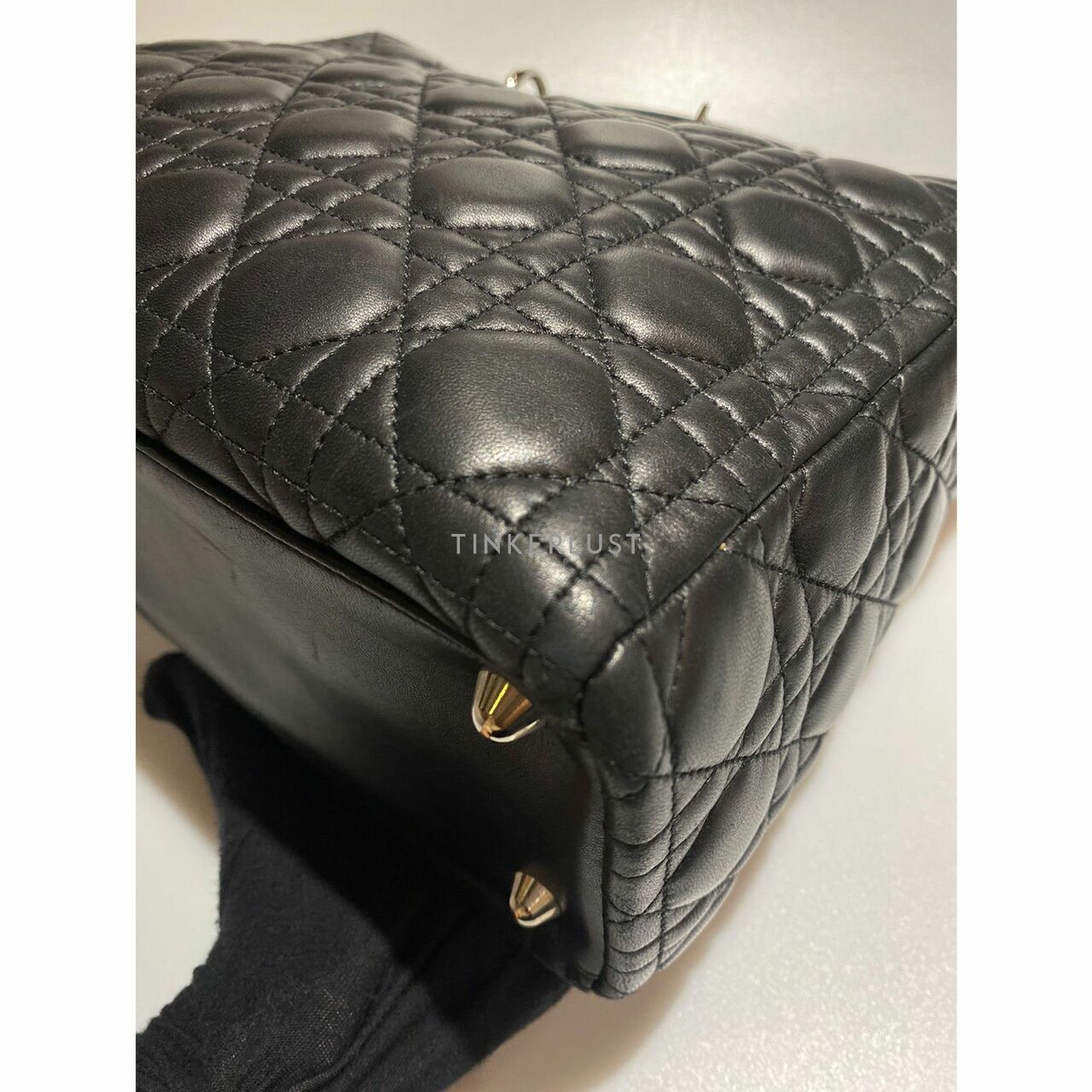 Christian Dior Lady Dior Large in Black Lambskin Satchel