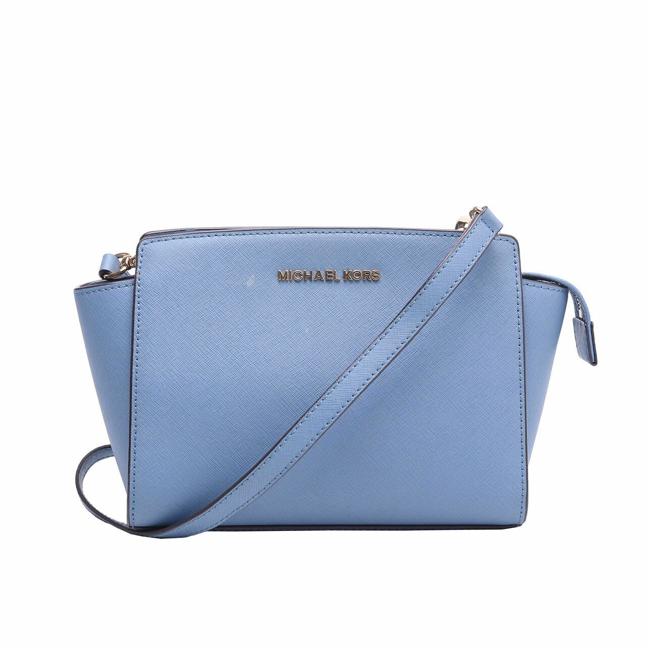 Michael Kors Selma Saffiano Leather Blue Medium Messenger Bag 