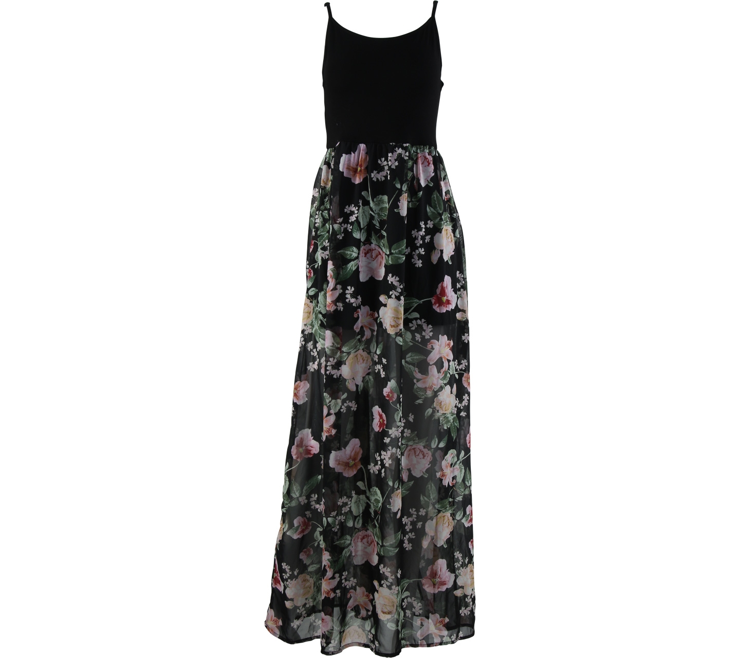 Forever 21 Black Floral sleevless Long Dress