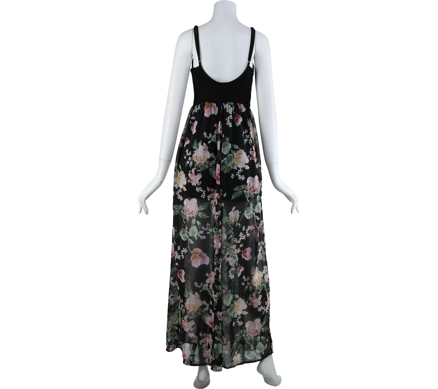 Forever 21 Black Floral sleevless Long Dress