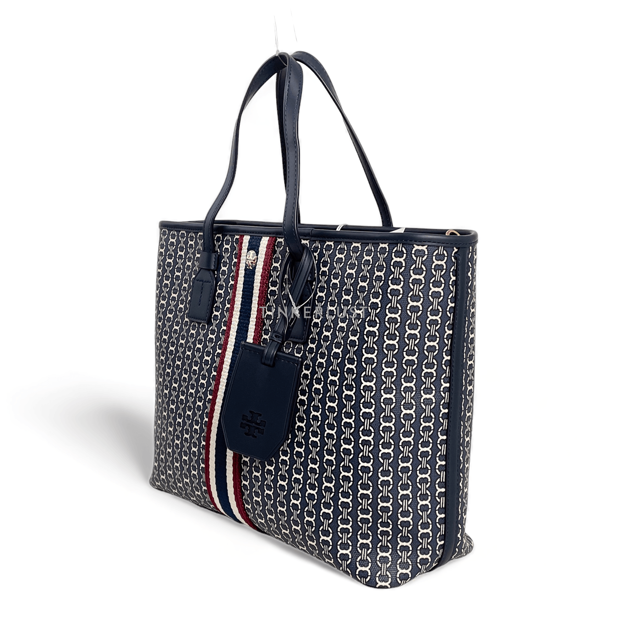 Tory Burch Gemini Link Canvas Small Tote Navy 