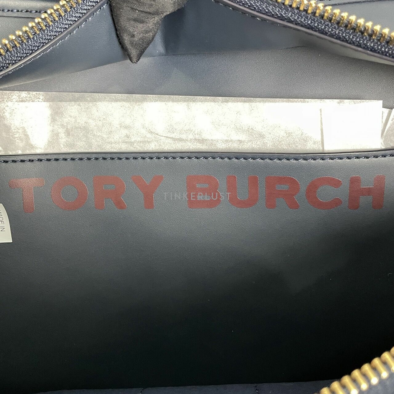 Tory Burch Gemini Link Canvas Small Tote Navy 