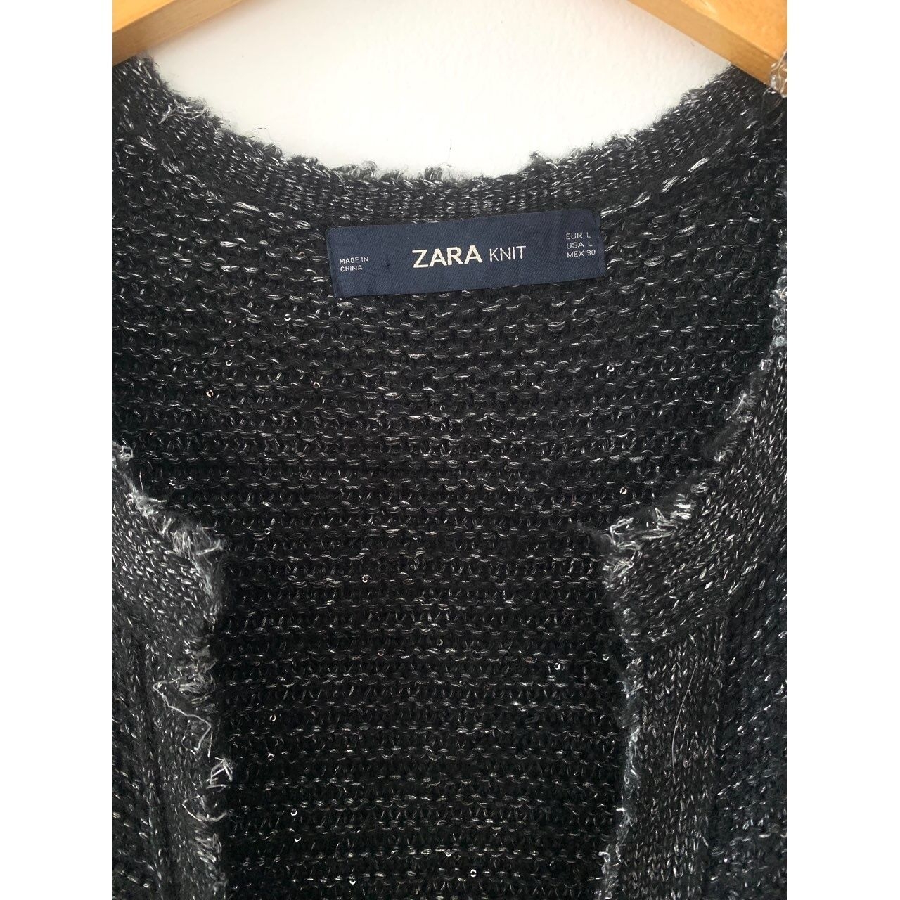 Zara Knit Black Silver Metallic Sequin Cardigan