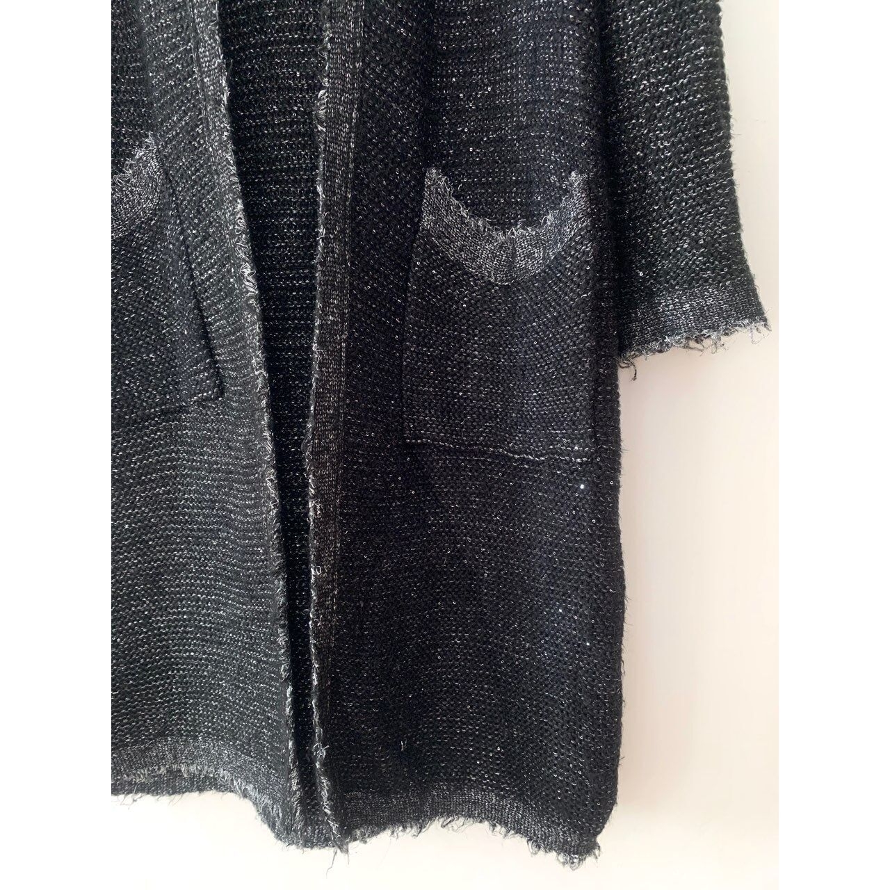 Zara Knit Black Silver Metallic Sequin Cardigan