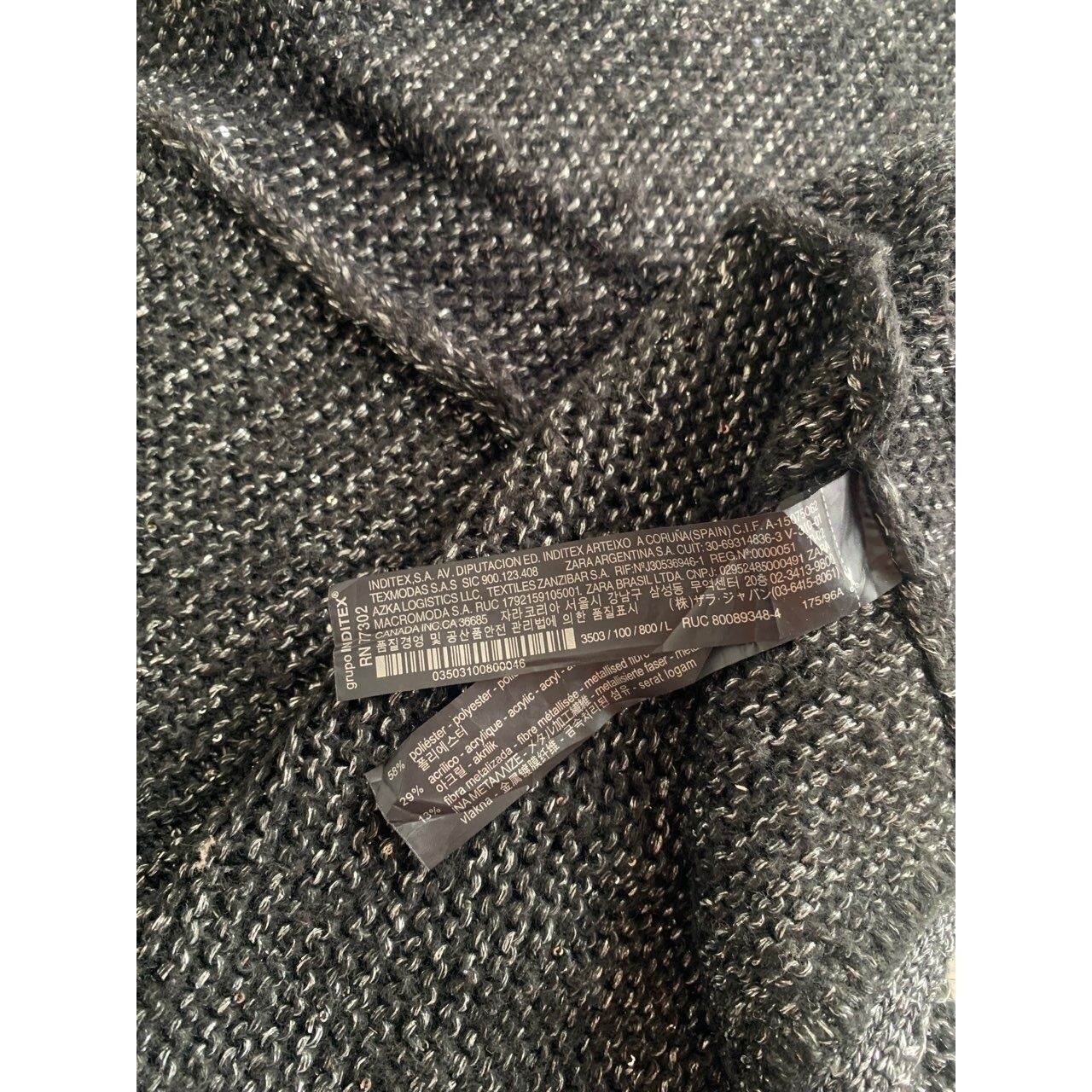 Zara Knit Black Silver Metallic Sequin Cardigan