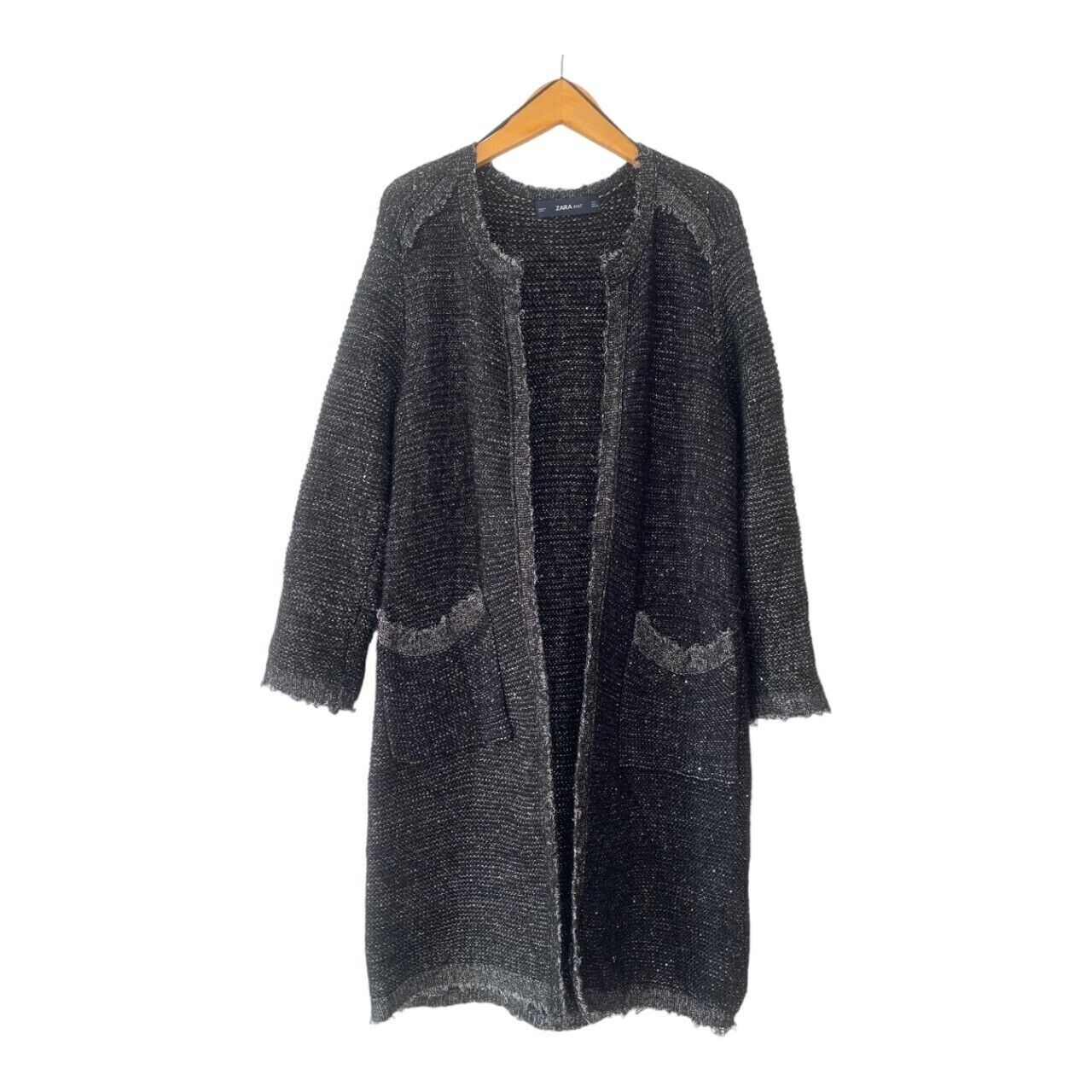 Zara Knit Black Silver Metallic Sequin Cardigan