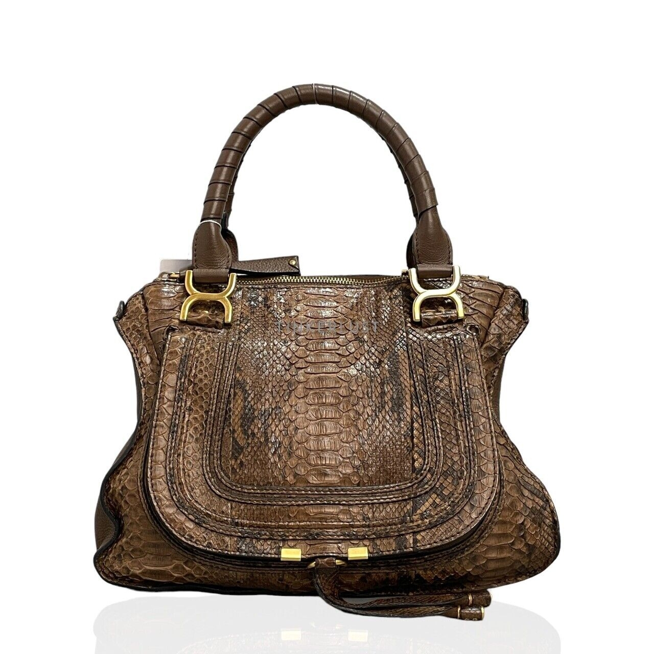 Chloe Marcie Large Brown Phyton GHW Tote Bag