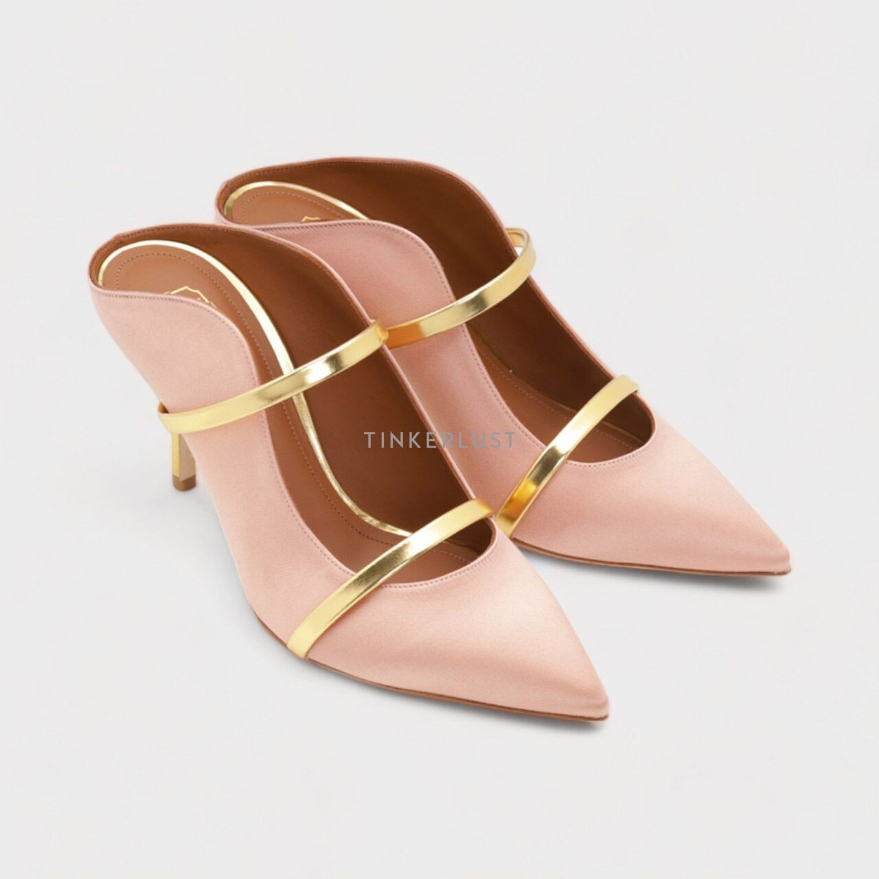 MALONE SOULIERS Maureen Pumps 70mm in Blush Satin/Gold