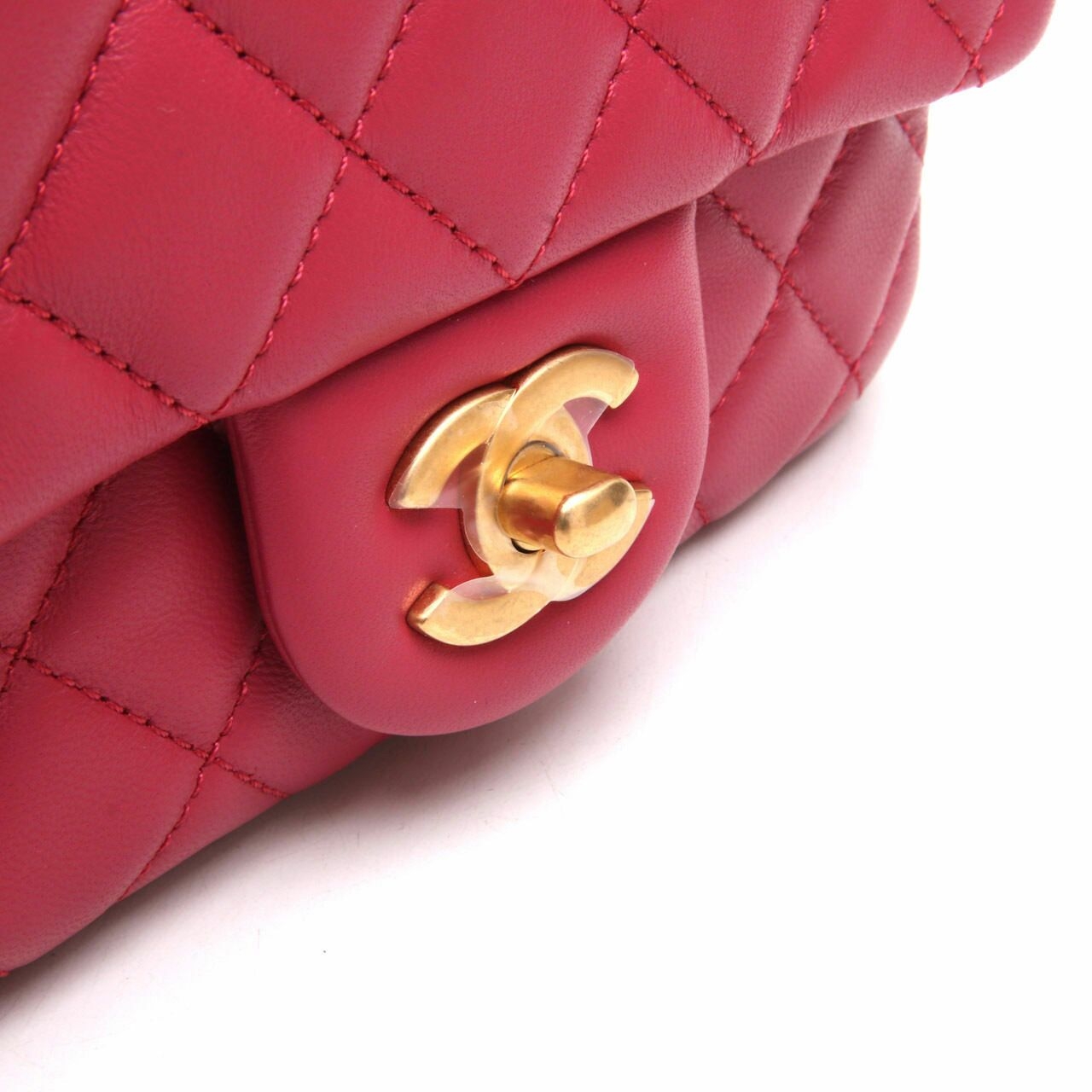 Chanel Maroon Lambskin CC Pearl Crush Mini Square Flap GHW Sling Bag