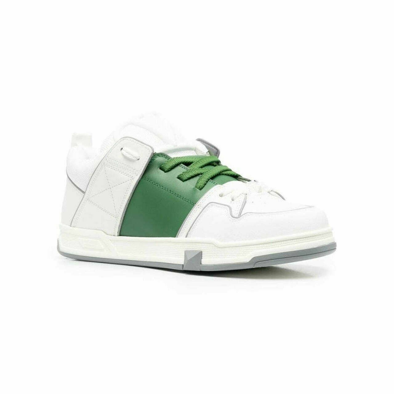 Valentino Garavani VLogo Open Skate Sneaker in Calfskin and Fabric White/Green