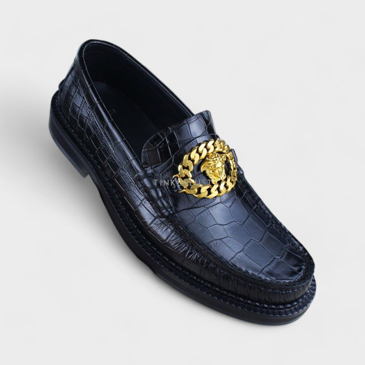 Versace Medusa Black Leather Loafers