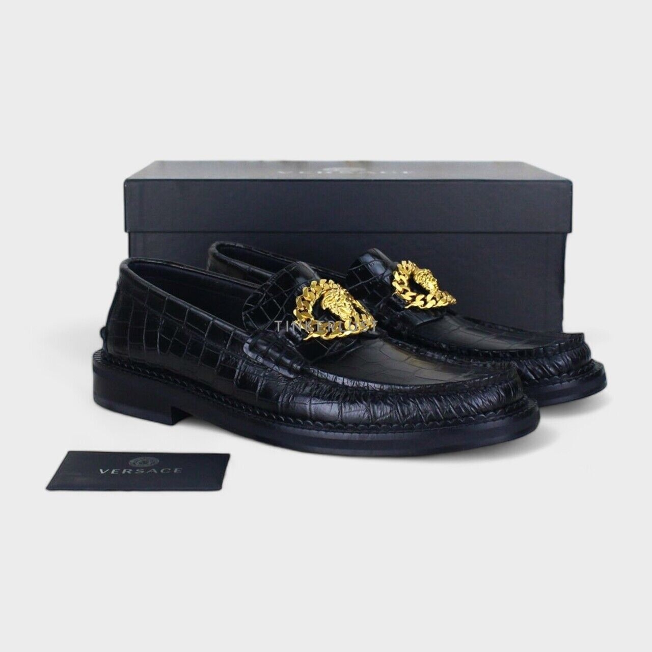 Versace Medusa Black Leather Loafers